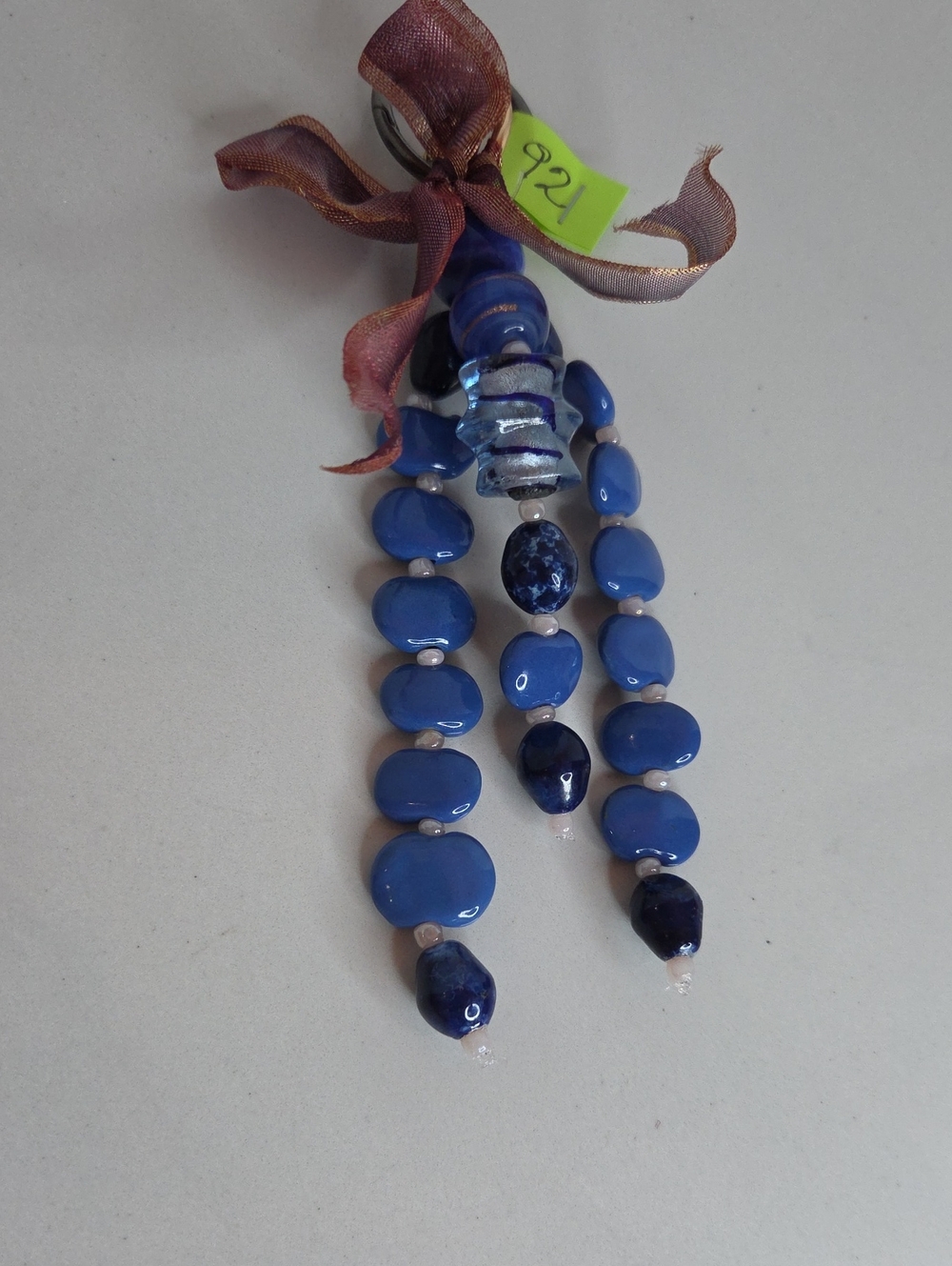 92 - Handmade Blue Glass Bead Bag Charm